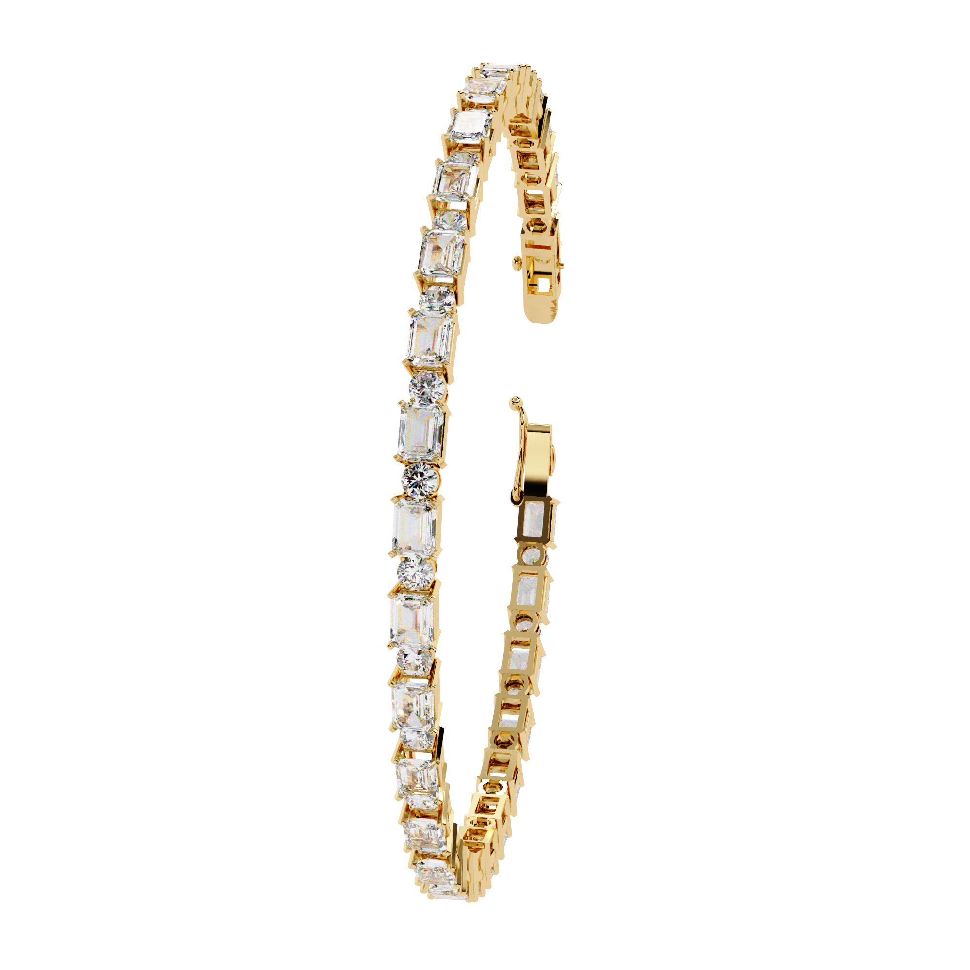Solitairekart 5.1ct Emerald and Round Natural Diamond Bracelet-HI Color, VS-SI Clarity